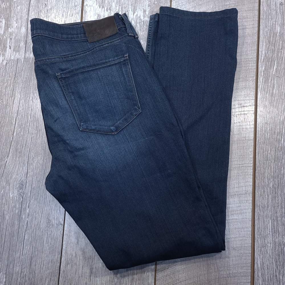 Paige Federal Jeans Mens 34x34 Dark Blue Slim Straight Leg Denim Pants